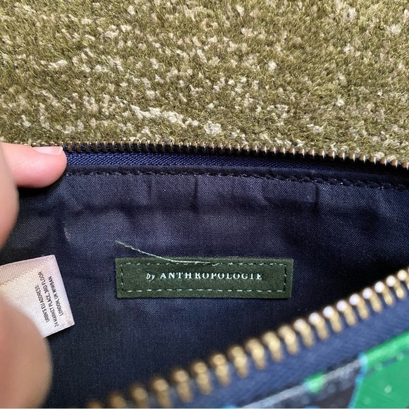 Anthropologie Green and Black Geometric Cosmetic Bag - Picture 3 of 6